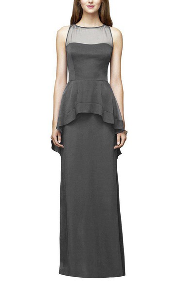 Peplum Illusion Sleeveless Long Bridesmaid Dress