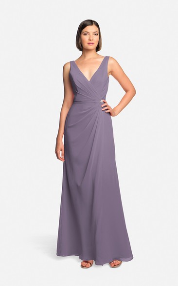 Long-Chiffon Elegant Dress With Low-V Back