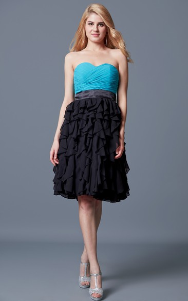 Vibrant Sweetheart Ruffled A-line Short Chiffon Dress