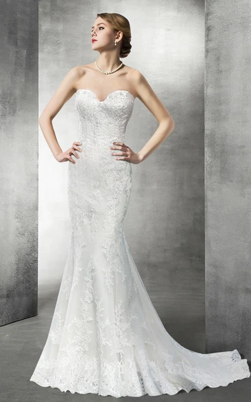 Sweetheart Mermaid Lace Long Wedding Dress