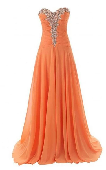 Fantastic Sweetheart Beaded Lace-Up Long Prom Dress