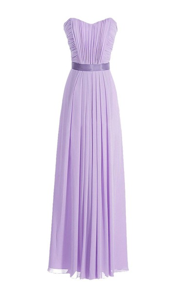 Elegant Sweetheart Pleated A-line Dress With Satin Sash
