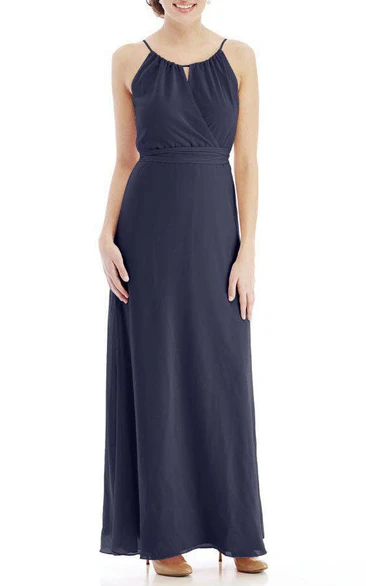 Spagetti Straps Ankle-length Chiffon Dress