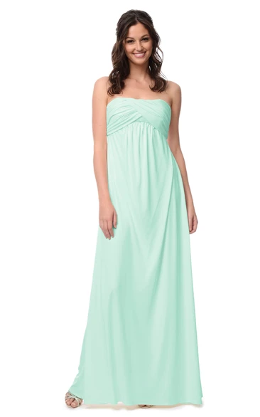 Strapless Empire Chiffon Dress With Ruching