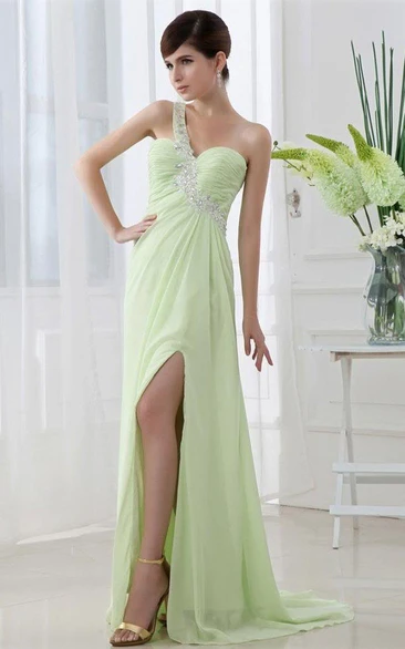 Exquisite Sweetheart Chiffon Floor Length Dress With Beadings