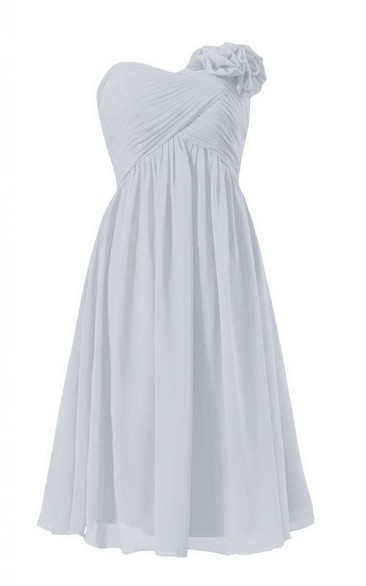 Sweetheart Mini Empire Dress With Flower