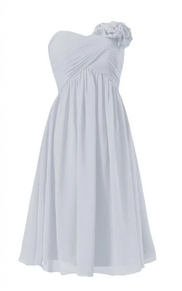 Sweetheart Mini Empire Dress With Flower