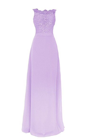 Long Bridal Dress With Lace Trim and V-back