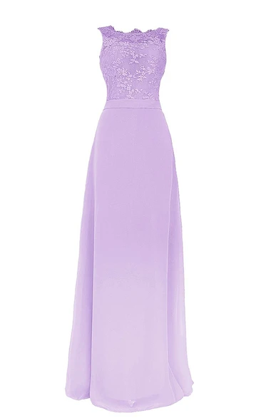 Long Bridal Dress With Lace Trim and V-back