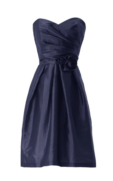 Sweetheart Asymmetrical Ruched Bodice Short Satin Dress