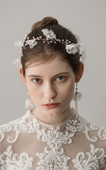 Korean Style Fresh Bridal Headbands and Earrings with Flowers