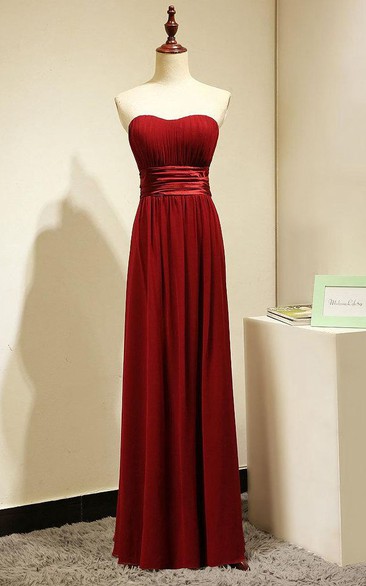 Backless Sweetheart Pleated A-line Chiffon Floor Length Dress