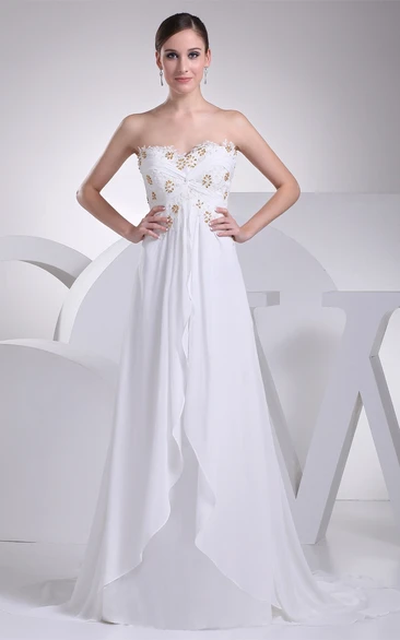 Sweetheart Criss-Cross Appliqued Stress and Dress With Pleats