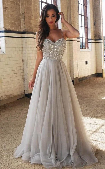 A-Line Sequins Spaghetti Sleeveless Zipper Dress