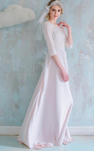 A-line Floor-length Chiffon Dress With Flower