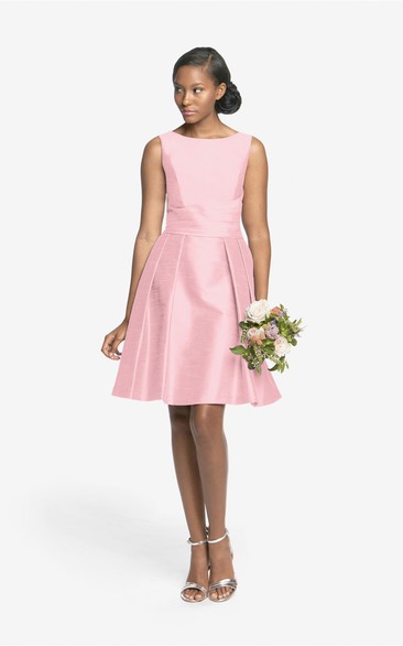 Taffeta Lovely Sleeveless A-Line Dress With V Back