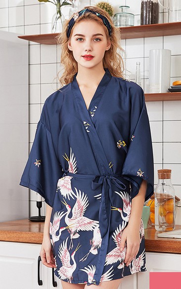 Floral Bride Bridesmaid Short Robe