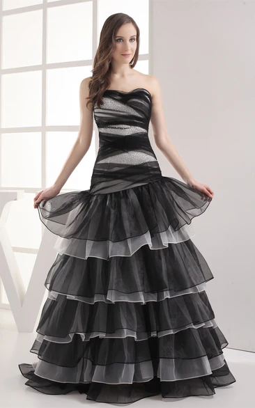 Two-Tone A-Line Stress and Gown With Tiers