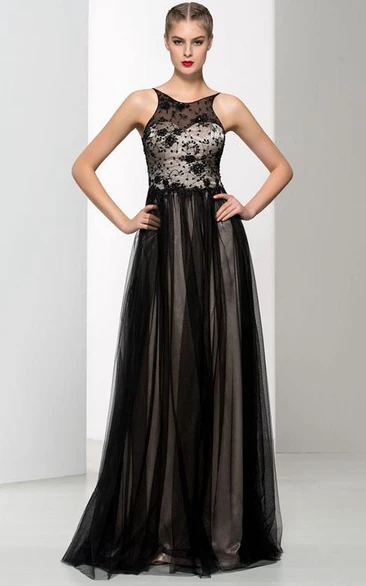 Spaghetti Straps Beading Backless Lace Prom Dress