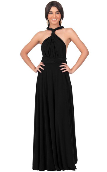 Convertible Jersey Long Dress With Sexy Back