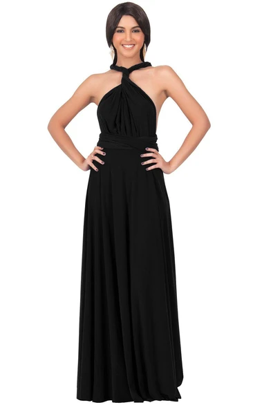 Convertible Jersey Long Dress With Sexy Back