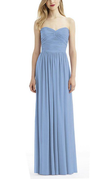 Strapless Ruched Long Bridesmaid Dress