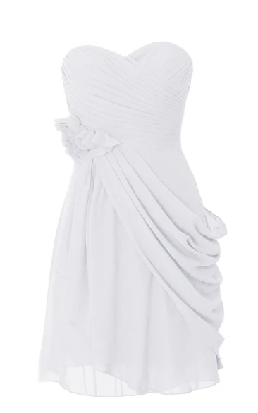 Sweetheart Asymmetrical Ruched Short Layered Chiffon Dress