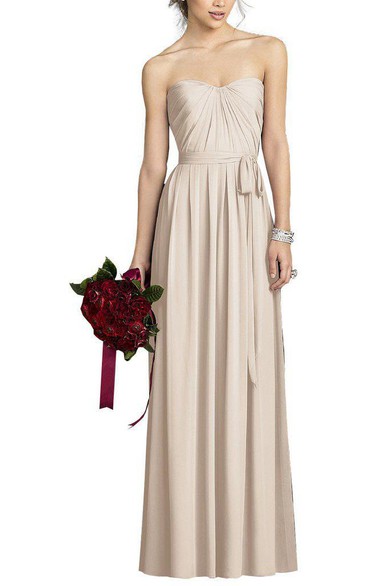 Chiffon Long Bridesmaid Dress with Bow and Ruching