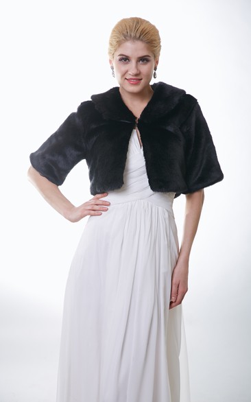 Bridal Faux Fur Jacket With Half Sleeves