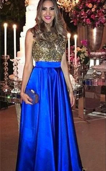 Newest Beadings Royal Blue Evening Dress A-line Zipper Sleeveless
