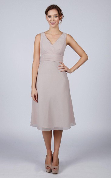 V Back V Back A-line Chiffon Short Dress Silver