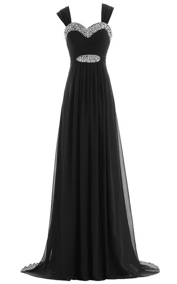 Sweetheart Beading Sweep Train With Zipper Back