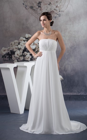 Sleeveless Chiffon Floor-Length Empire Dress With Pleats