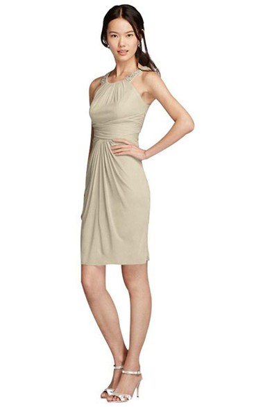 Sleeveless Scoop-neck Short Sheath Chiffon Dress