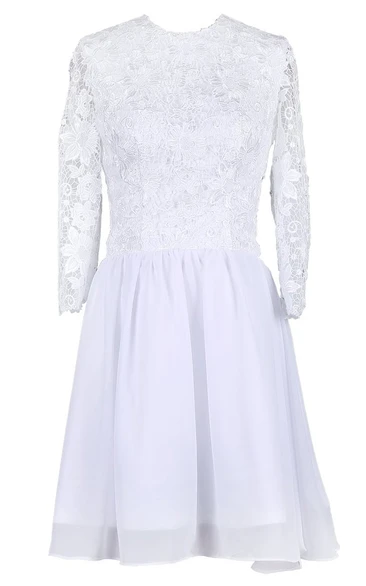Scoop Long Sleeve Lace Bodice Bridal Dress