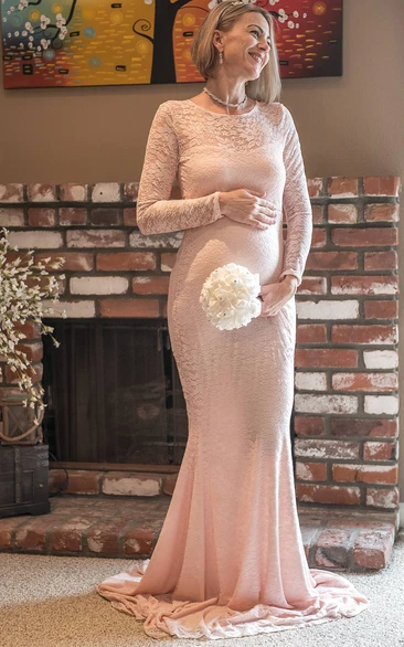 Sheath Illusion Long Sleeve Empire Maternity Dress