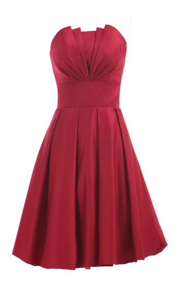 Strapless A-line Short Ruffled Dress With Flower