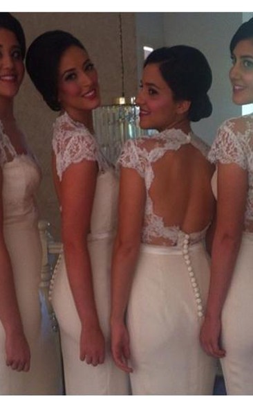 Newest Open Back Lace Mermaid Prom Dress Long Open Back Bridesmaid Dress 