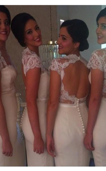 Newest Open Back Lace Mermaid Prom Dress Long Open Back Bridesmaid Dress 