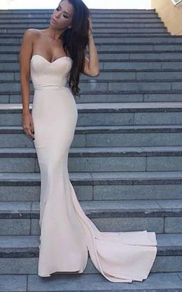 Mermaid Trumpet Satin Sweetheart Sleeveless Open Back Backless Zipper Dress