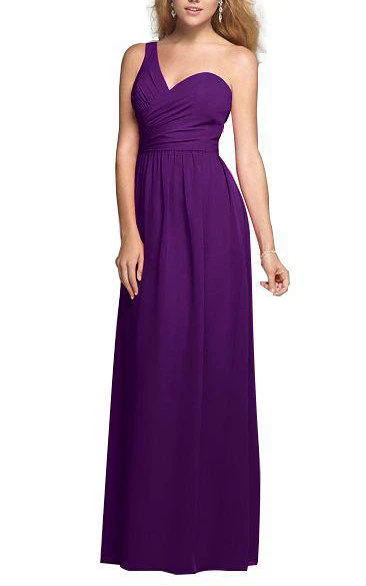 One Shoulder Floor-length Chiffon Bridesmaid Dress