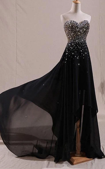 Sparkling Sweetheart Beaded High-Low Prom Dress