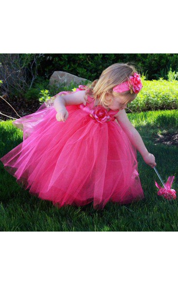 Empire Tulle Ball Gown With Flower and Bow