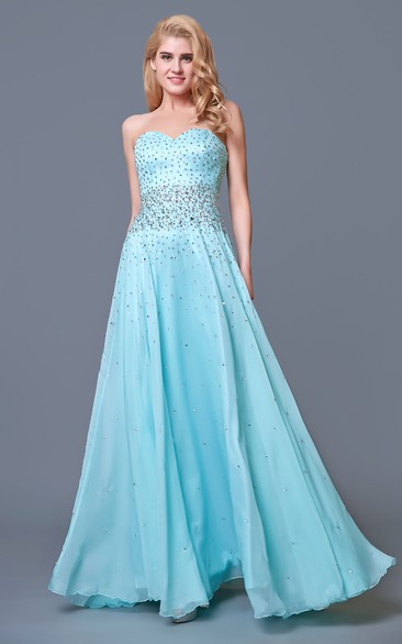 Glam Chic Beaded Sweetheart Layered A-line Chiffon Prom Gown