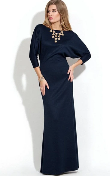 Bateau Bat Wings Sleeve Mermaid Jersey Long Dress