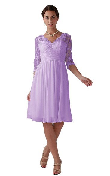 Knee-length Scalloped A-line Dress With Lace Appliques