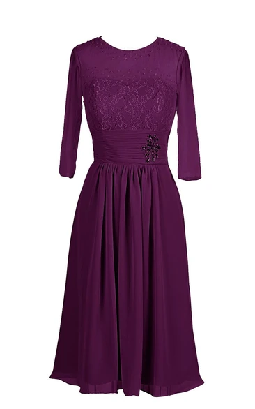 Scoop Long Chiffon Dress With Beading