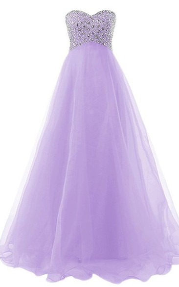 Sweetheart Bust-embellishmented Empire Gown With Lace-up Back