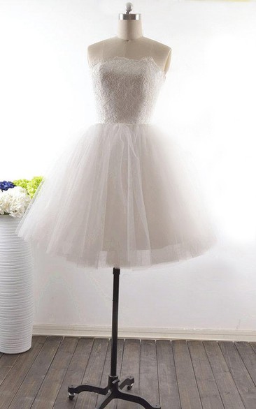 A-Line Short Straps Sleeveless Corset Back Straps Keyhole Tulle Lace Dress