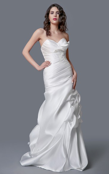 Exquisite Sweetheart Backless Satin Ruched Mermaid Dress